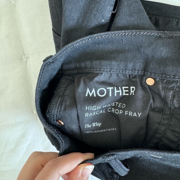 Mother 25 Black Rascal Crop Fray Fringe Jeans Black High Waisted - Picture 9 of 10